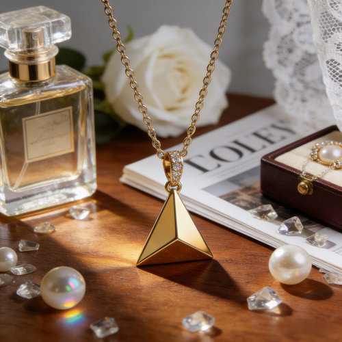 📐 "Minimalist Gold Pyramid Pendant" – Geometric Chic |  Modern Statements for Her ✨