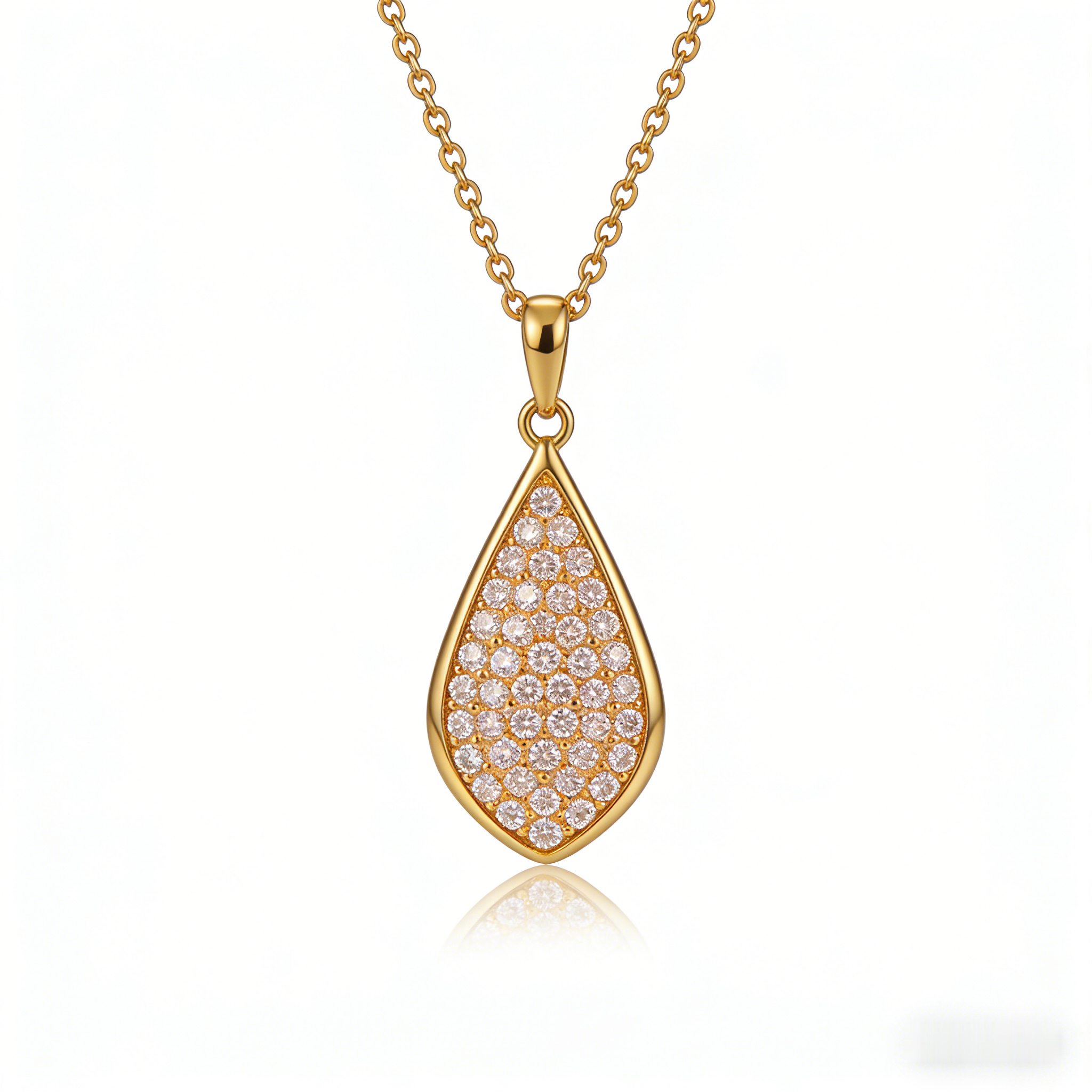 💎 "Full Pave Teardrop Gold Necklace" – Dainty Gold Chain | Teardrop Pendant Paved with Micro CZ | Sparkle for Evening 🌟