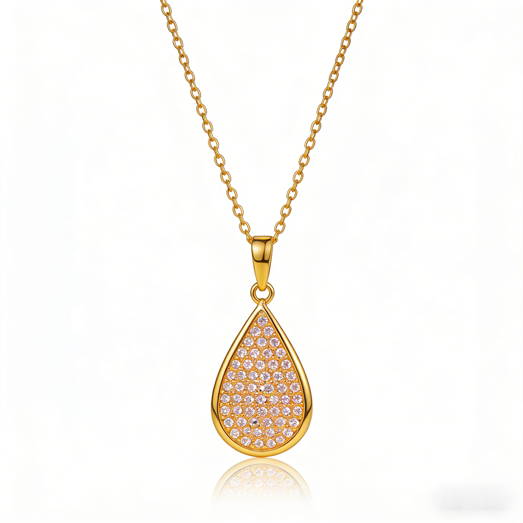 ☀️ "Pave Diamond Teardrop Pendant" – Shimmering Pave Setting | Delicate Chain | Everyday Luxury ✨