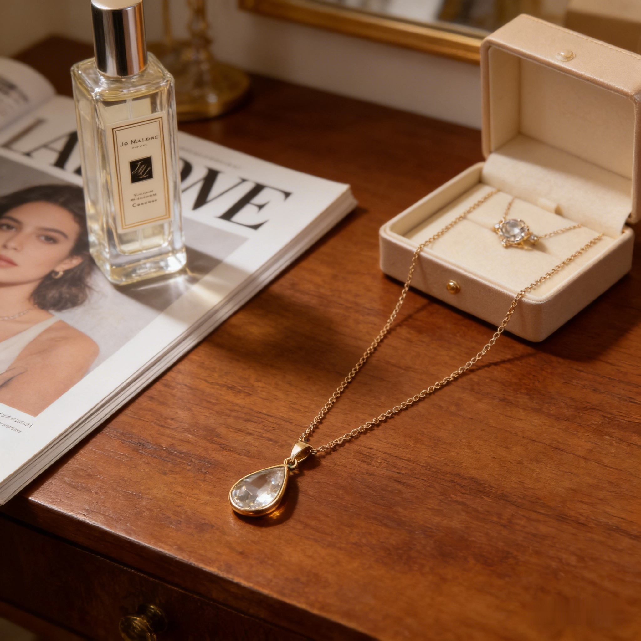 💧 "Solitaire Teardrop Crystal Necklace" – Delicate Chain | Single Clear Teardrop Crystal | Pure Elegance 🕊️