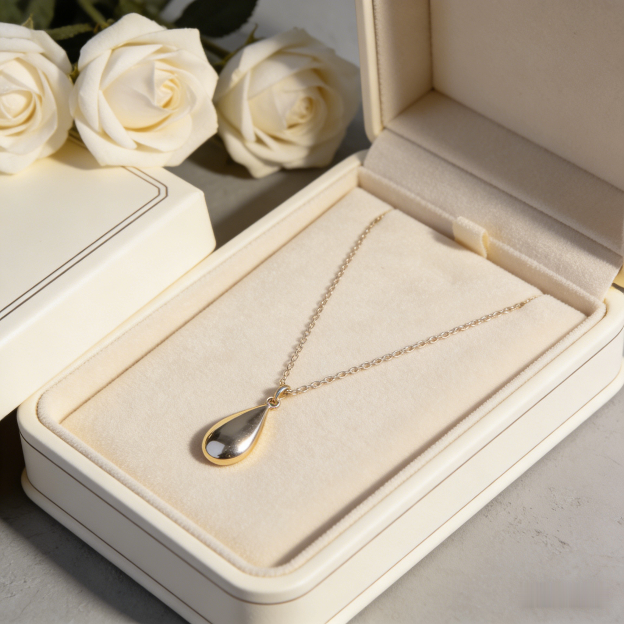 ☯️ "Two-Tone Teardrop Pendant Necklace" – Split Design | Silver & Gold Plated | Modern & Balanced Style 🤍